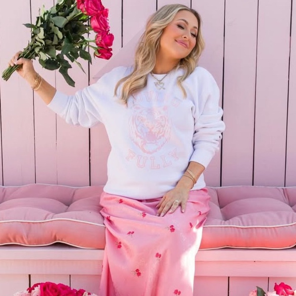 Living Fully; Loving Fully, White Tiger Sweatshirt